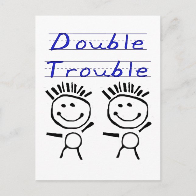 Stick Figure Twins Postcard (Front)