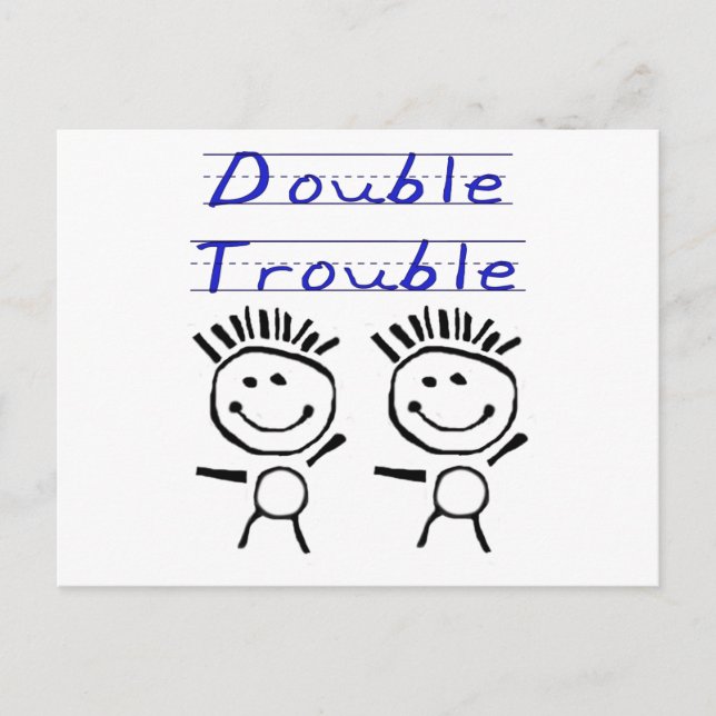 Stick Figure Twins Postcard (Front)