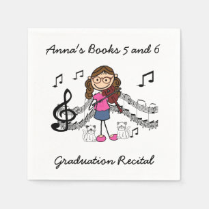 Stick Figure Violin Player Paper Napkins