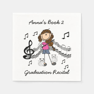 Stick Figure Violin Player Paper Napkins