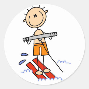 Stick Figure Water Skiing Tshirts and gifts Classic Round Sticker