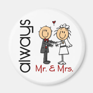 Stick Figure Wedding Couple Mr. & Mrs. Always Magnet