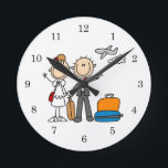 Stick Figure Wedding Honeymoon T-shirts and Gifts Round Clock<br><div class="desc">Stick Figure Wedding Honeymooners T-shirts,  mugs,  cards,  stickers,  magnets,  tote bags,  keepsakes,  keychains,  placemats,  binders,  and more featuring a stick figure bride and groom who are embarking on their honeymoon after being married!</div>