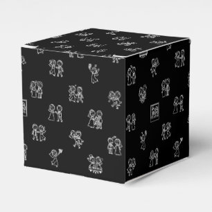 Stick Figure Wedding Moments – White on Black Dood Favour Box