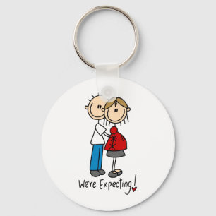 Stick Figure We're Expecting Key Ring