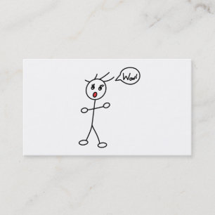 Stick Figure WoW Surprised Black and White Business Card