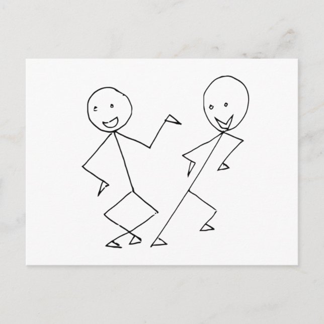 Stick Figures Dancing Postcard (Front)