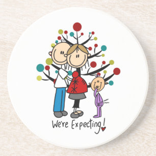 Stick Figures Expectant Parents Girl Coaster
