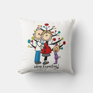 Stick Figures Expectant Parents Girl Cushion