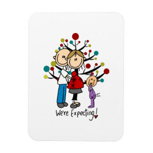 Stick Figures Expectant Parents Girl Magnet