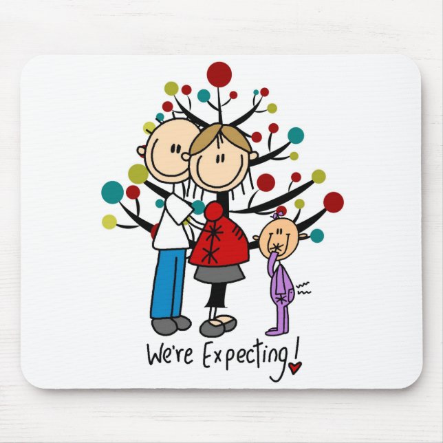Stick Figures Expectant Parents Girl Mouse Pad (Front)