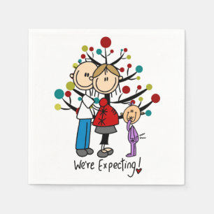 Stick Figures Expectant Parents Girl Napkin