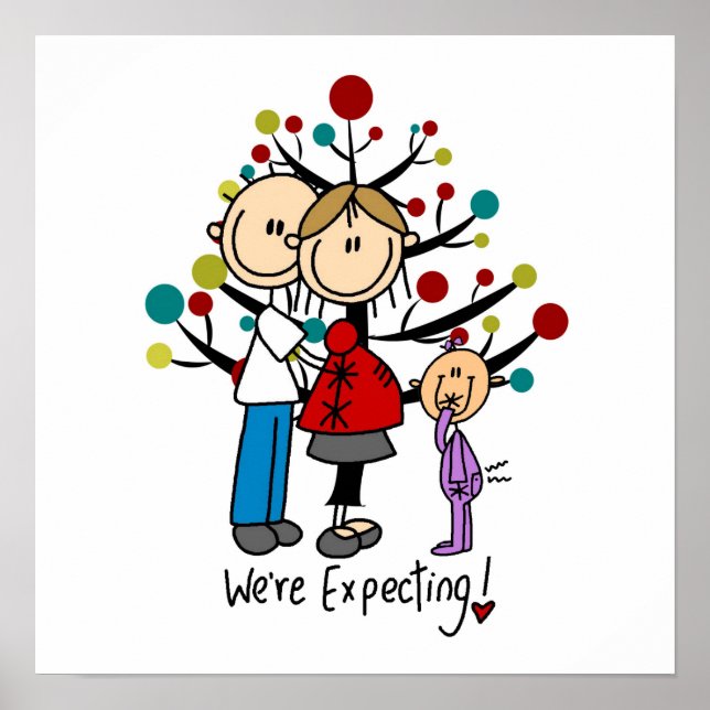 Stick Figures Expectant Parents Girl Poster (Front)