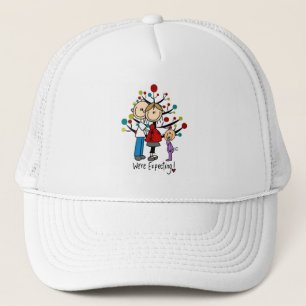 Stick Figures Expectant Parents Girl Trucker Hat