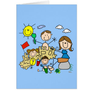 Stick Figures Family Beach Fun
