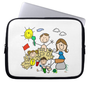 Stick Figures Family Beach Fun Laptop Sleeve