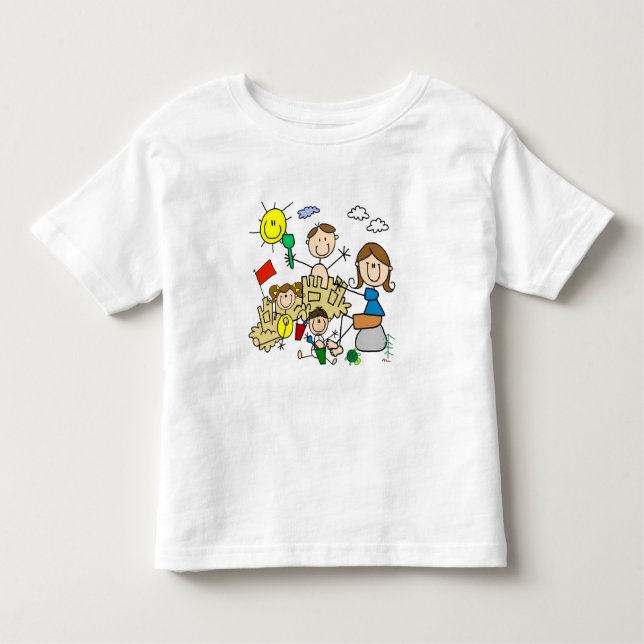 Stick Figures Family Beach Fun Toddler T-Shirt (Front)