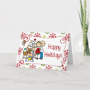 Stick Figures Family Christmas Holiday Card
