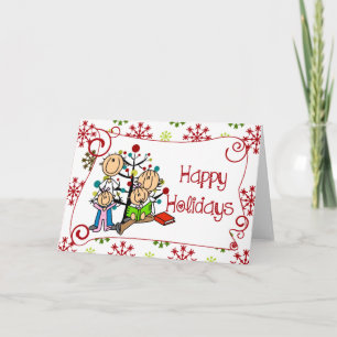 Stick Figures Family Christmas Holiday Card