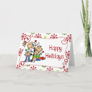 Stick Figures Family Christmas Holiday Card