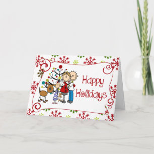 Stick Figures Family Christmas Holiday Card
