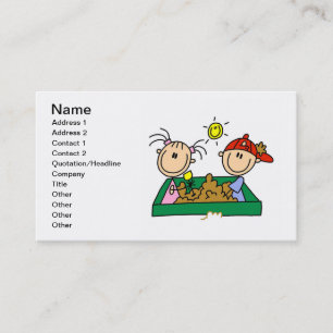 Stick Figures in Sandbox Business Cards