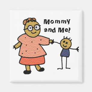 Stick Figures of Mother and Child for Mother's Day Magnet