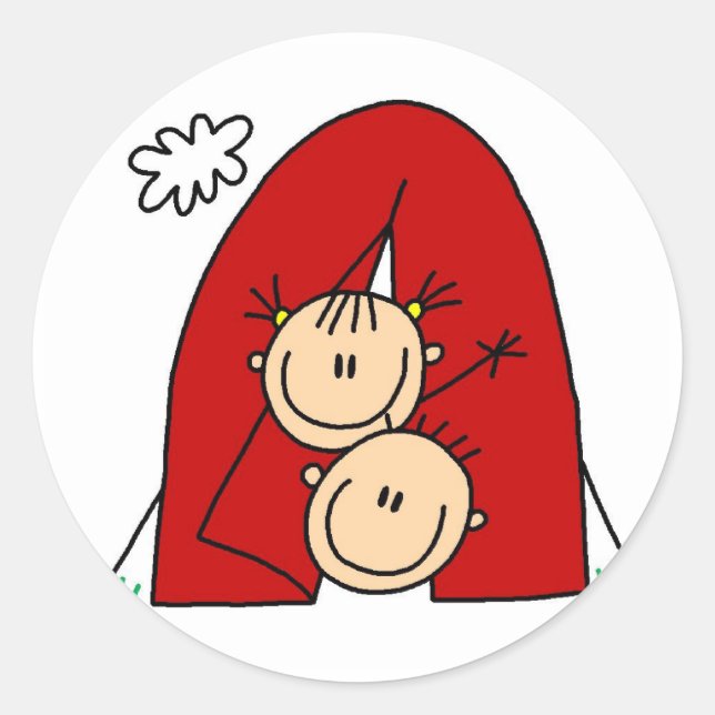 Stick Figures  Tenting Tshirts and Gifts Classic Round Sticker (Front)