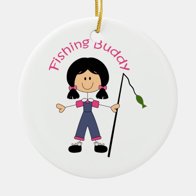 STICK FISHING BUDDY CERAMIC TREE DECORATION (Front)