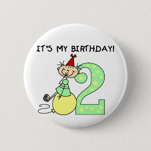 Stick Girl 2nd Birthday Tshirts and Gifts 6 Cm Round Badge