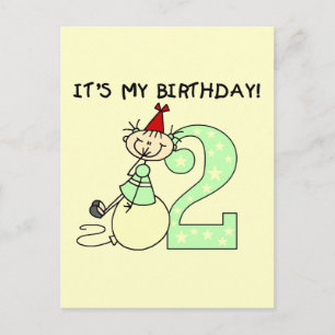 Stick Girl 2nd Birthday Tshirts and Gifts Postcard