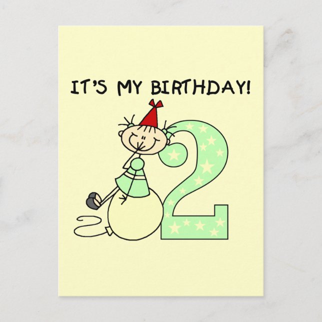 Stick Girl 2nd Birthday Tshirts and Gifts Postcard (Front)