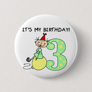 Stick Girl 3rd Birthday Tshirts and Gifts 6 Cm Round Badge