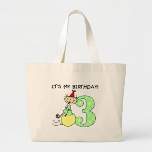 Stick Girl 3rd Birthday Tshirts and Gifts Large Tote Bag