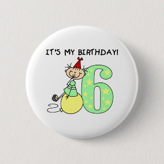 Stick Girl 6th Birthday 6 Cm Round Badge