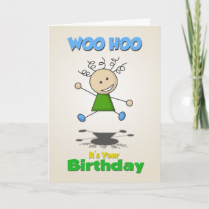 Stick Girl Birthday Card