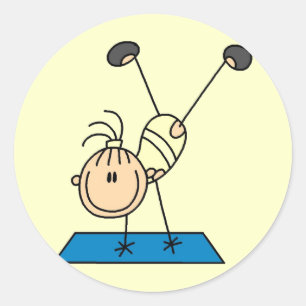 Stick Girl Doing Flips Tshirts and Gifts Classic Round Sticker
