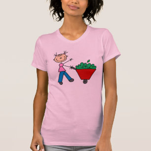 Stick Girl Doing Yardwork T-shirts
