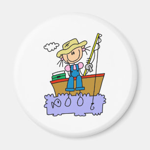 Stick Girl Fishing Magnet