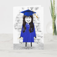 Stick Girl Graduate with Hair and Diploma