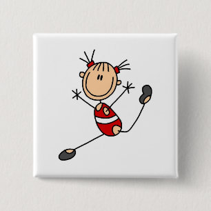 Stick Girl Gymnast Tshirts and Gifts 15 Cm Square Badge