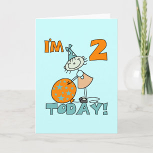 Stick Girl I'm 2 Today Tshirts and Gifts Card