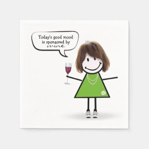 Stick Girl in Sneakers with Wine Napkin