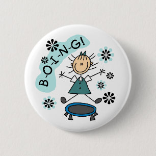 Stick Girl on Trampoline 6 Cm Round Badge