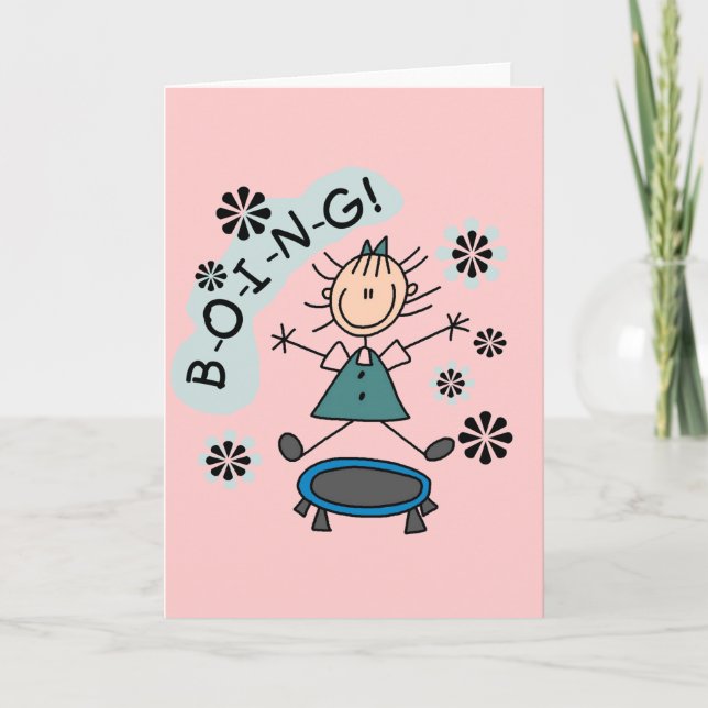 Stick Girl on Trampoline T-shirts and Gifts Card (Front)