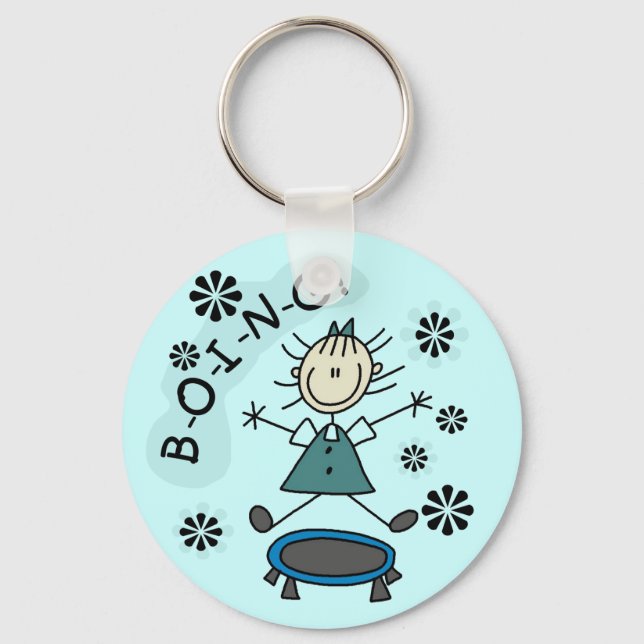 Stick Girl on Trampoline T-shirts and Gifts Key Ring (Front)