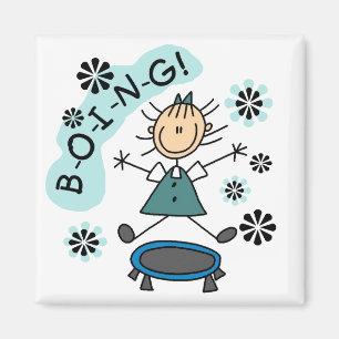 Stick Girl on Trampoline T-shirts and Gifts Magnet