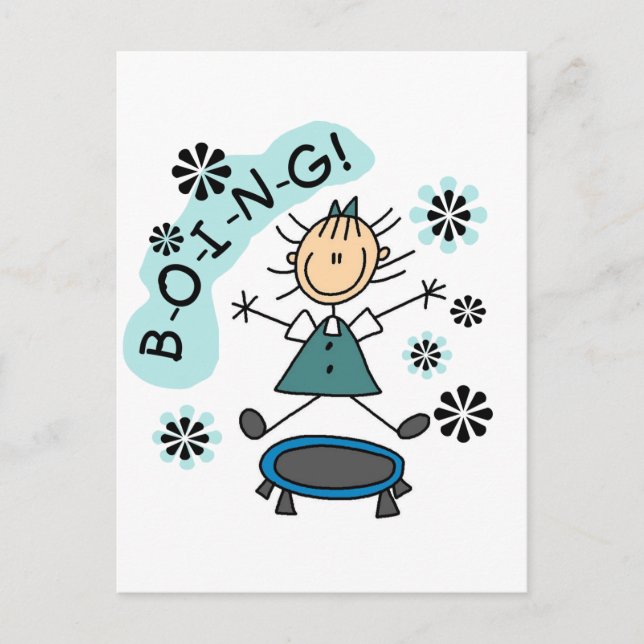 Stick Girl on Trampoline T-shirts and Gifts Postcard (Front)