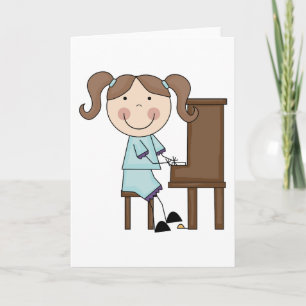 Stick Girl Playing Piano Card