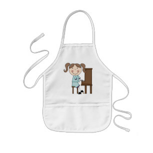 Stick Girl Playing Piano Kids Apron
